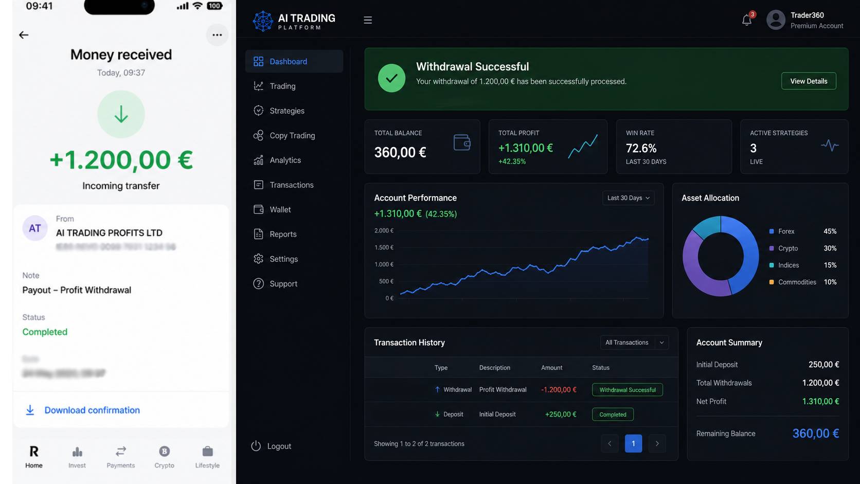 Withdrawal confirmation
